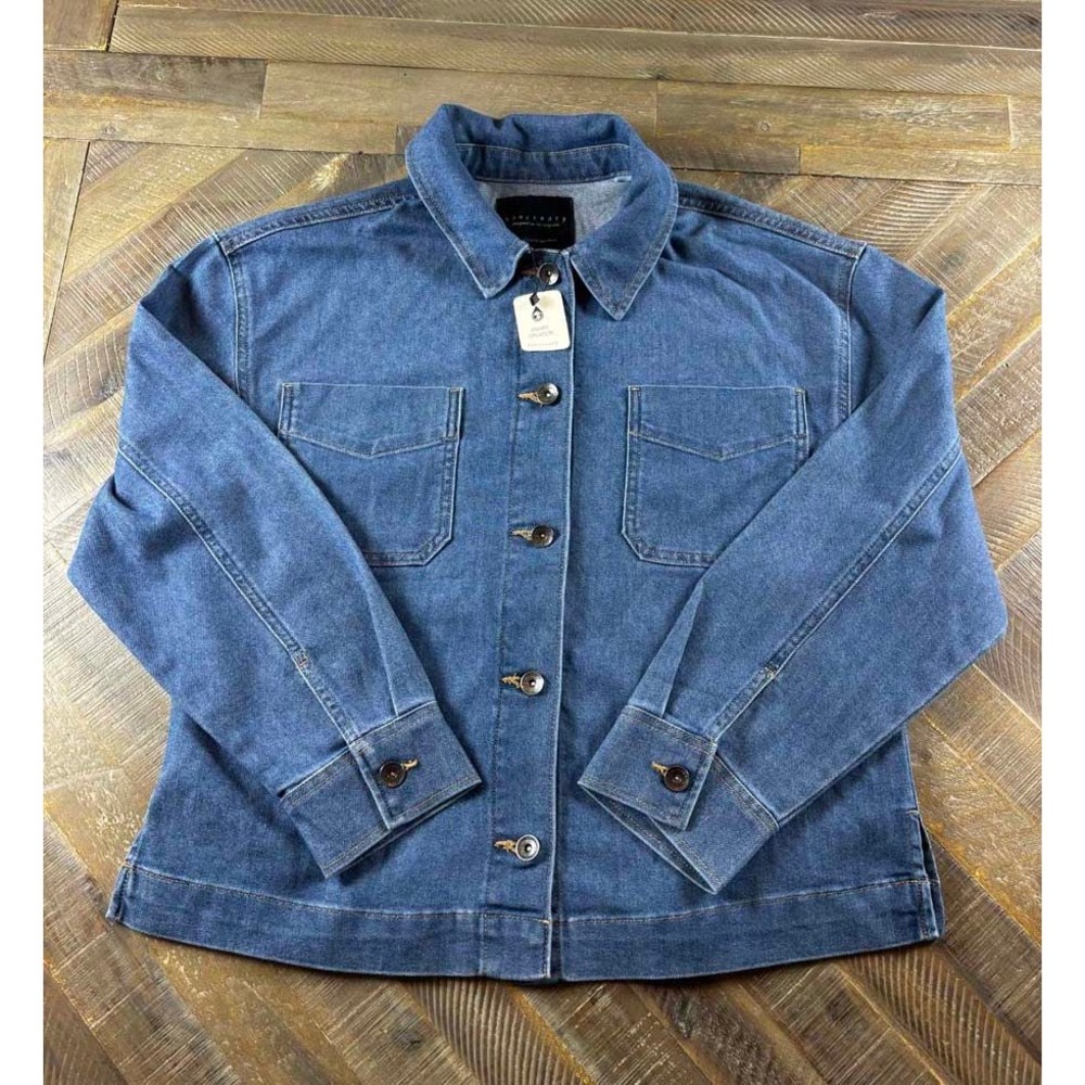 Sanctuary Smart Creation Denim Shacket Medium Wash Button Front Jacket Small NWT
